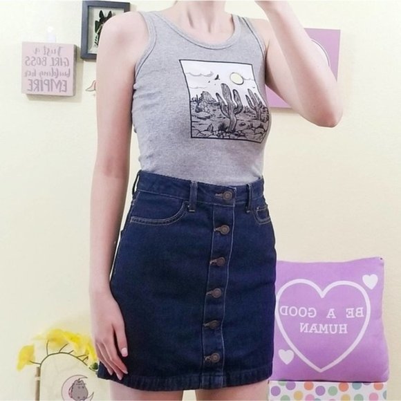 Hollister Ultra High Rise Button Up Denim Mini Skirt - Picture 4 of 9
